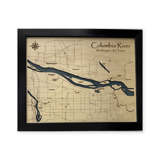 Columbia River Portland and Vancouver Wood Map — plain-background photo [MC20261007 q3735 8376c338308c]