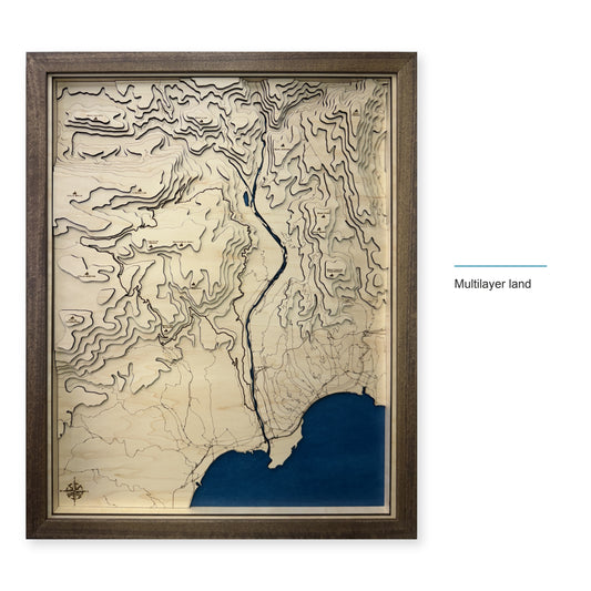 Nice and Var Valley France Topographic Wood Map — style-labeled photo [MC20261007 q3827 aaebf0d319d4]