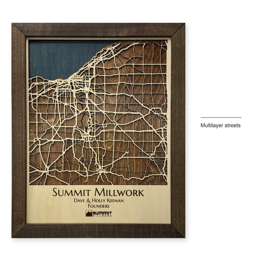Cleveland Akron and Canton Ohio Wood City Map — style-labeled photo [MC20261007 q3844 22f60c1a539d]