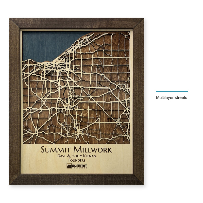 Cleveland Akron and Canton Ohio Wood City Map — style-labeled photo [MC20261007 q3844 22f60c1a539d]