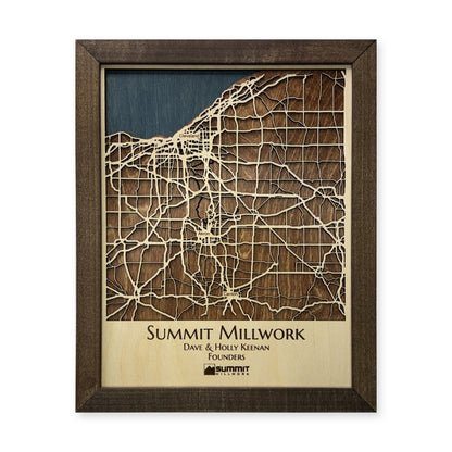 Cleveland Akron and Canton Ohio Wood City Map — plain-background photo [MC20261007 q3844 c599b0fc363f]