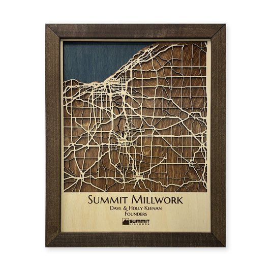 Cleveland Akron and Canton Ohio Wood City Map — plain-background photo [MC20261007 q3844 c599b0fc363f]