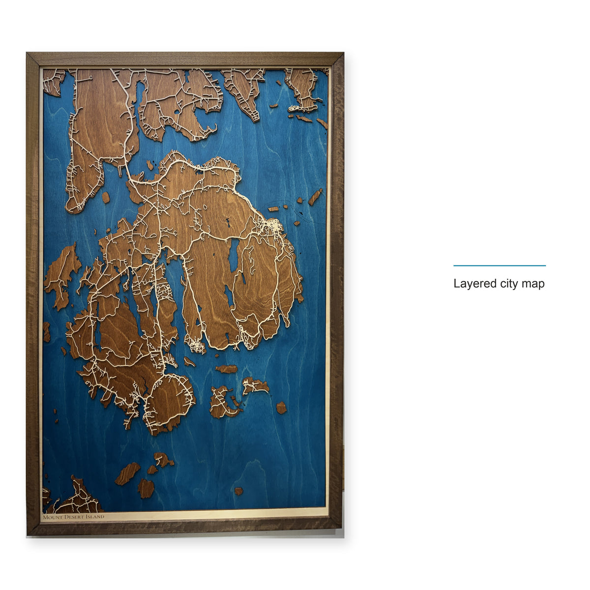 Mount Desert Island Maine Wood City Map — style-labeled photo [MC20261007 q4166 3ba93b1cd98a]