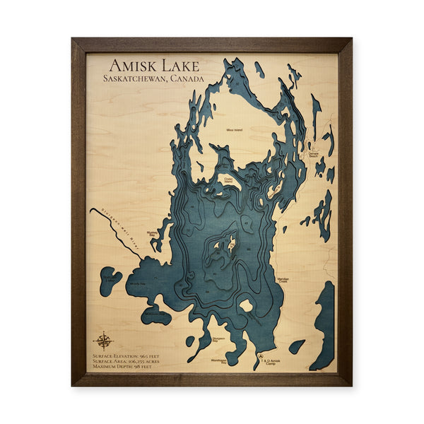 Amisk Lake, Saskatchewan Wood Map — multilayer main photo [MC20261006 straighten20261007 30fd1fb9da7b]