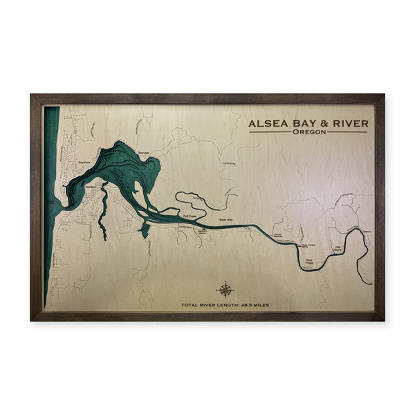 Alsea Bay River, Oregon Wood Map — multilayer main photo [MC20261006 straighten20261007 6832d393be78]