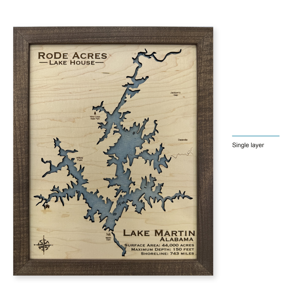 Martin Rode Acres wood map — single layer, layer option shown