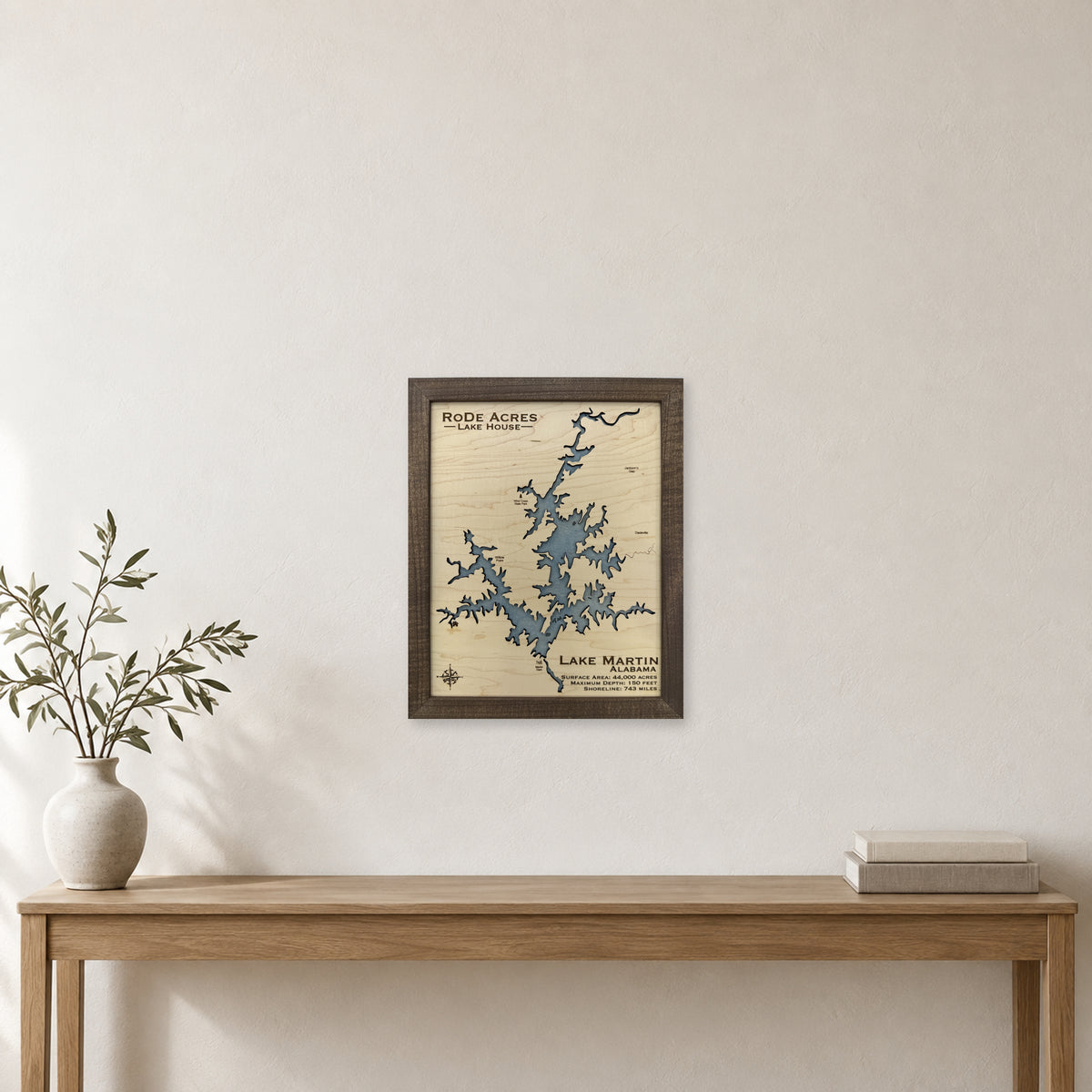 Martin Rode Acres wood map — single layer, staged room mockup