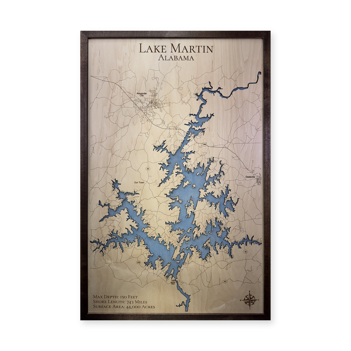Martin Walnut Single wood map — single layer, white background