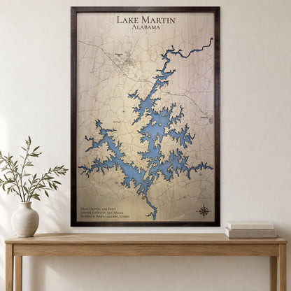 Martin Walnut Single wood map — single layer, staged room mockup