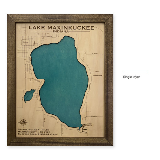 Maxinkuckee Walnut wood map — single layer, layer option shown
