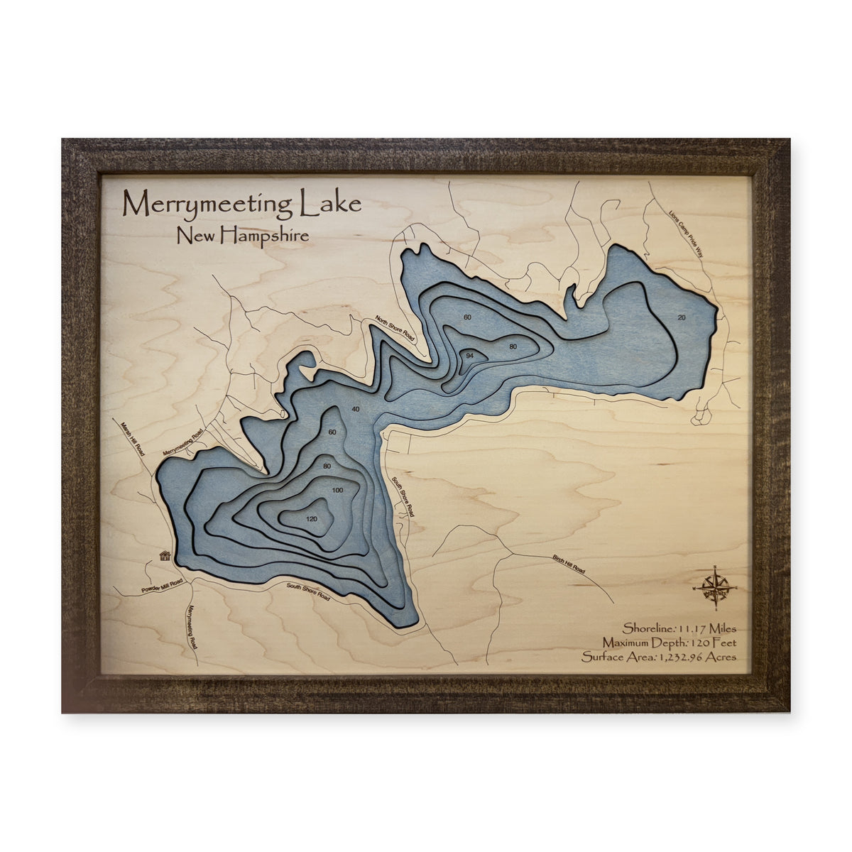 Merrymeeting Lake wood map — multilayer, white background