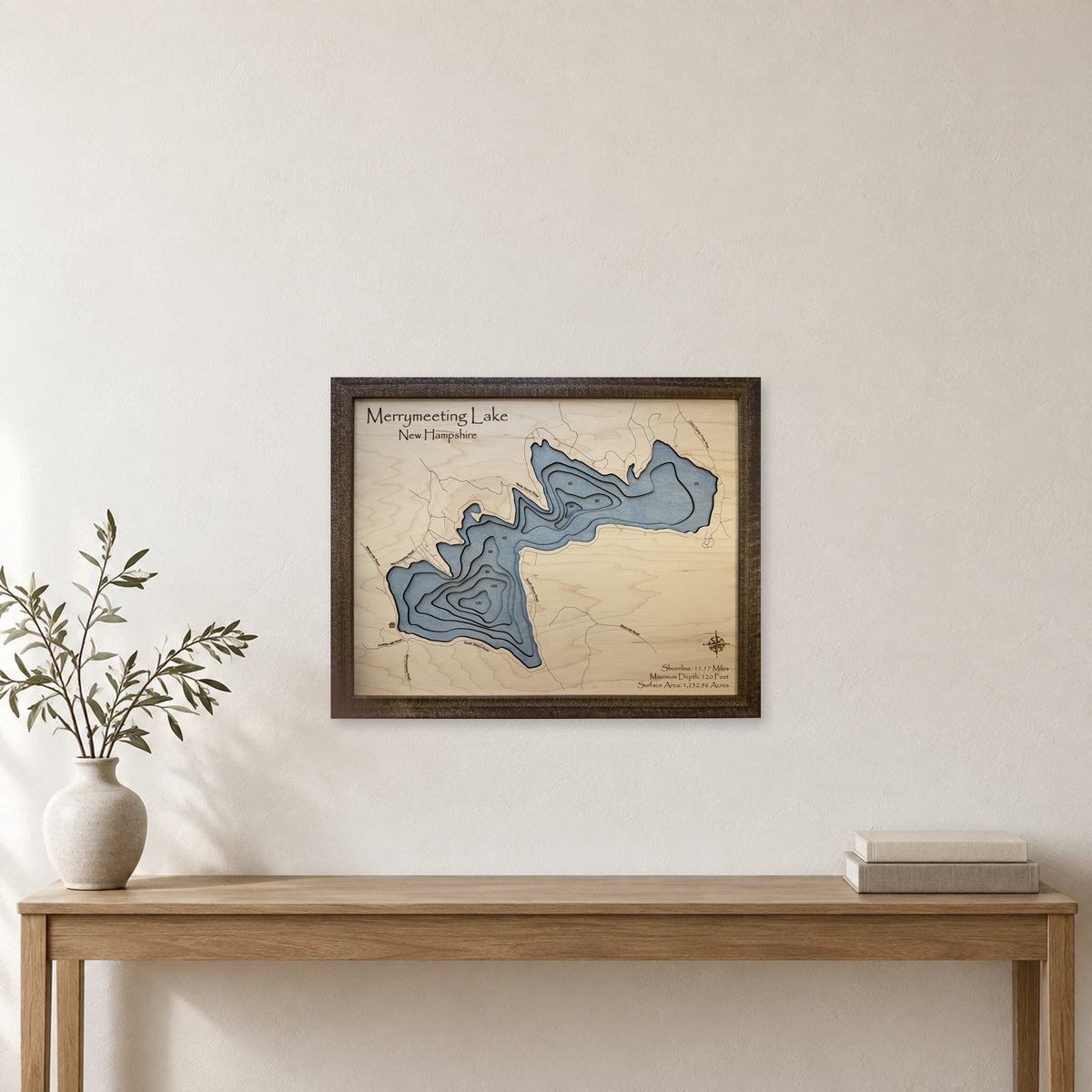 Merrymeeting Lake wood map — multilayer, staged room mockup