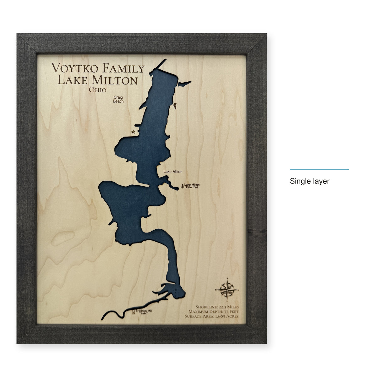 Milton Voytko wood map — single layer, layer option shown