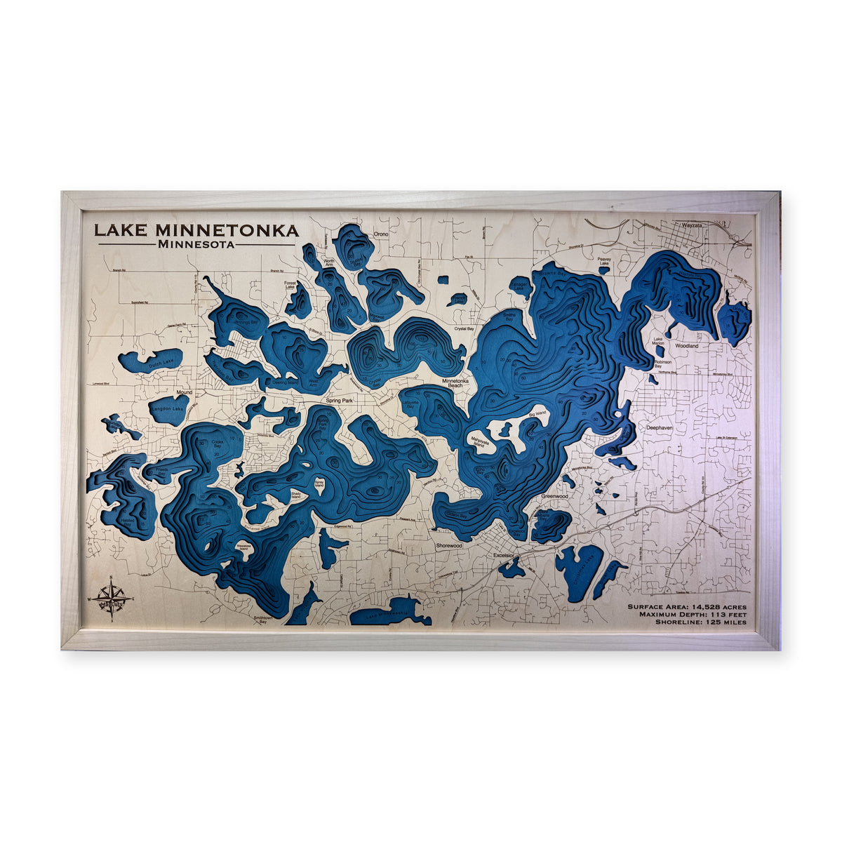 Minnetonka Natural Multi wood map — multilayer, white background