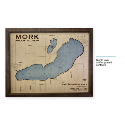 Minnewaska Mork wood map — single layer with engraved contours, layer option shown