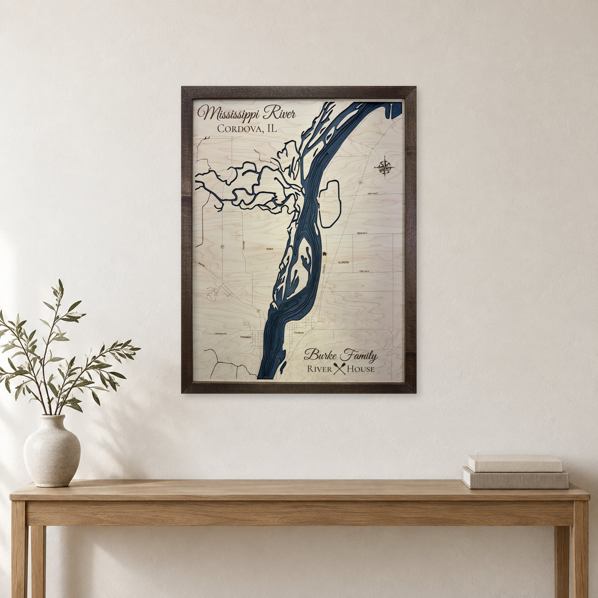 Mississippi Burke wood map — multilayer, staged room mockup