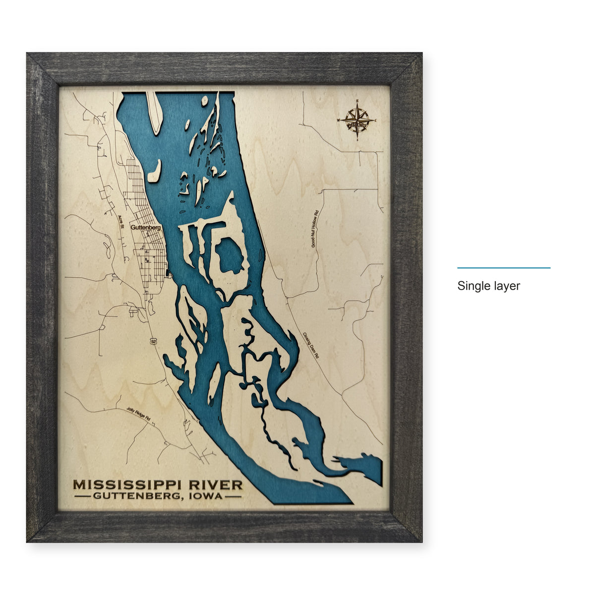Mississippi Guttenberg wood map — single layer, layer option shown