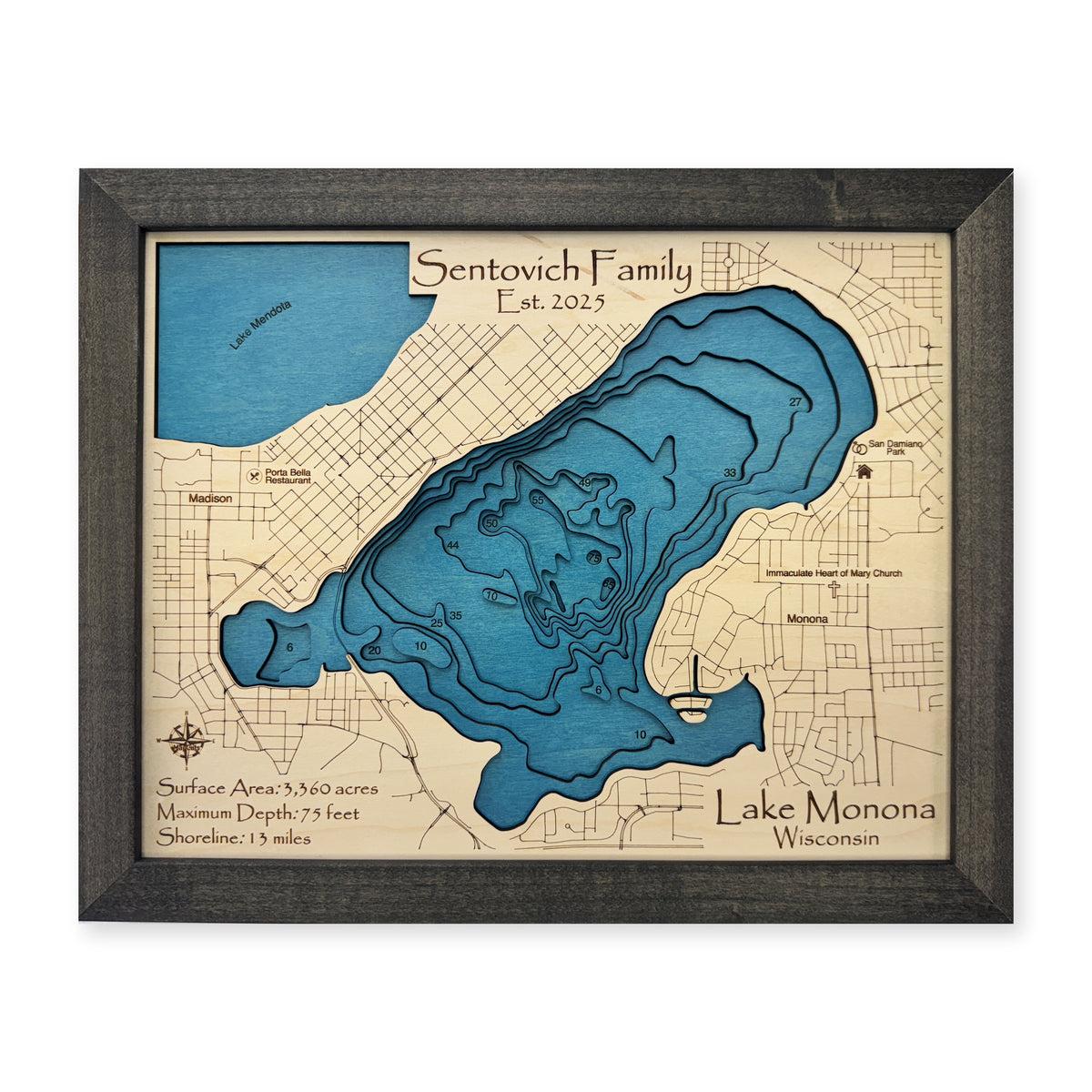 Monona Sentovich wood map — multilayer, white background