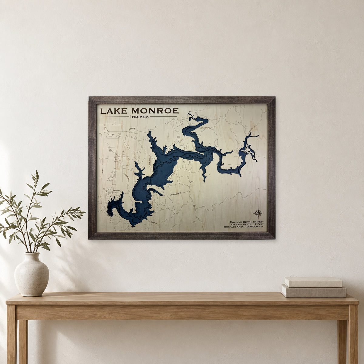 Monroe Walnut Multi wood map — multilayer, staged room mockup
