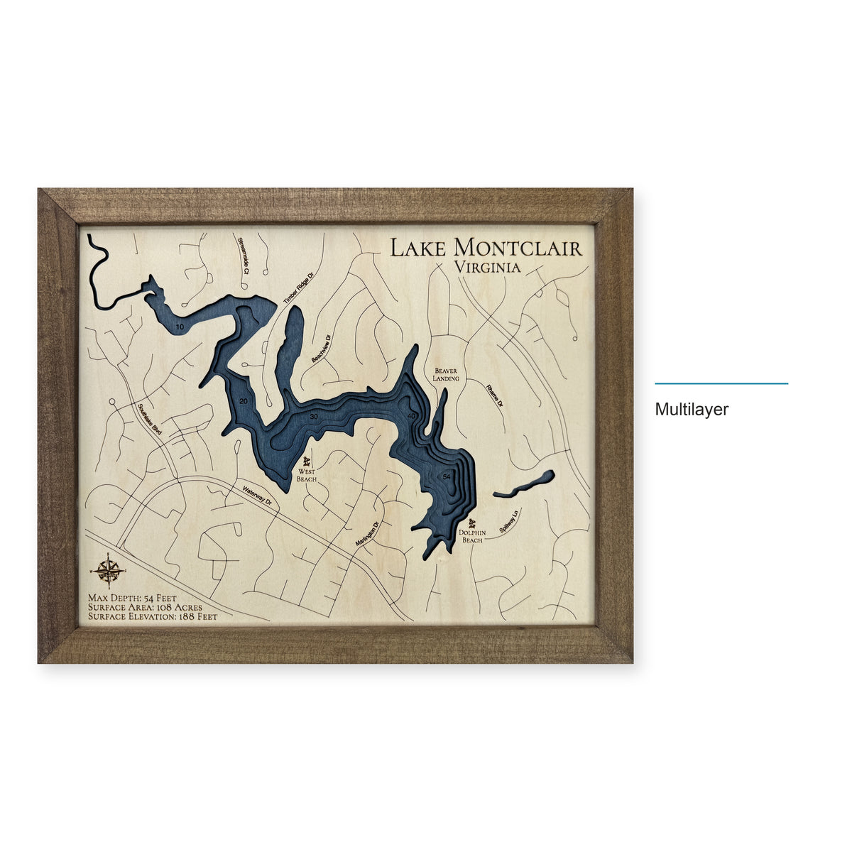 Montclair Multilayer wood map — multilayer, layer option shown