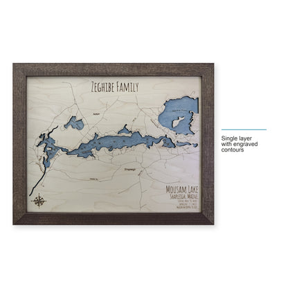 Mousam Zeghibe wood map — single layer with engraved contours, layer option shown