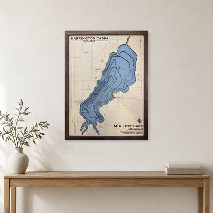 Mullett Harrington wood map — multilayer, staged room mockup