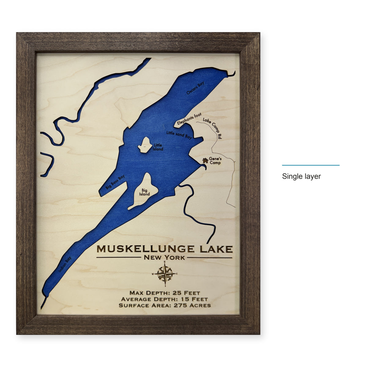 Muskellunge Blue wood map — single layer, layer option shown