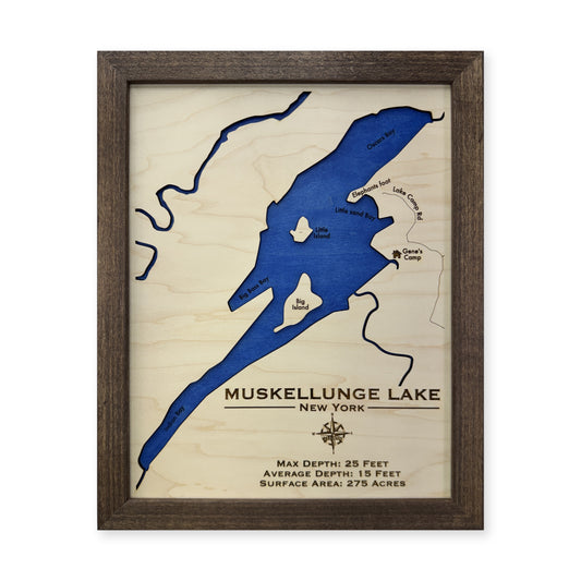 Muskellunge Blue wood map — single layer, white background