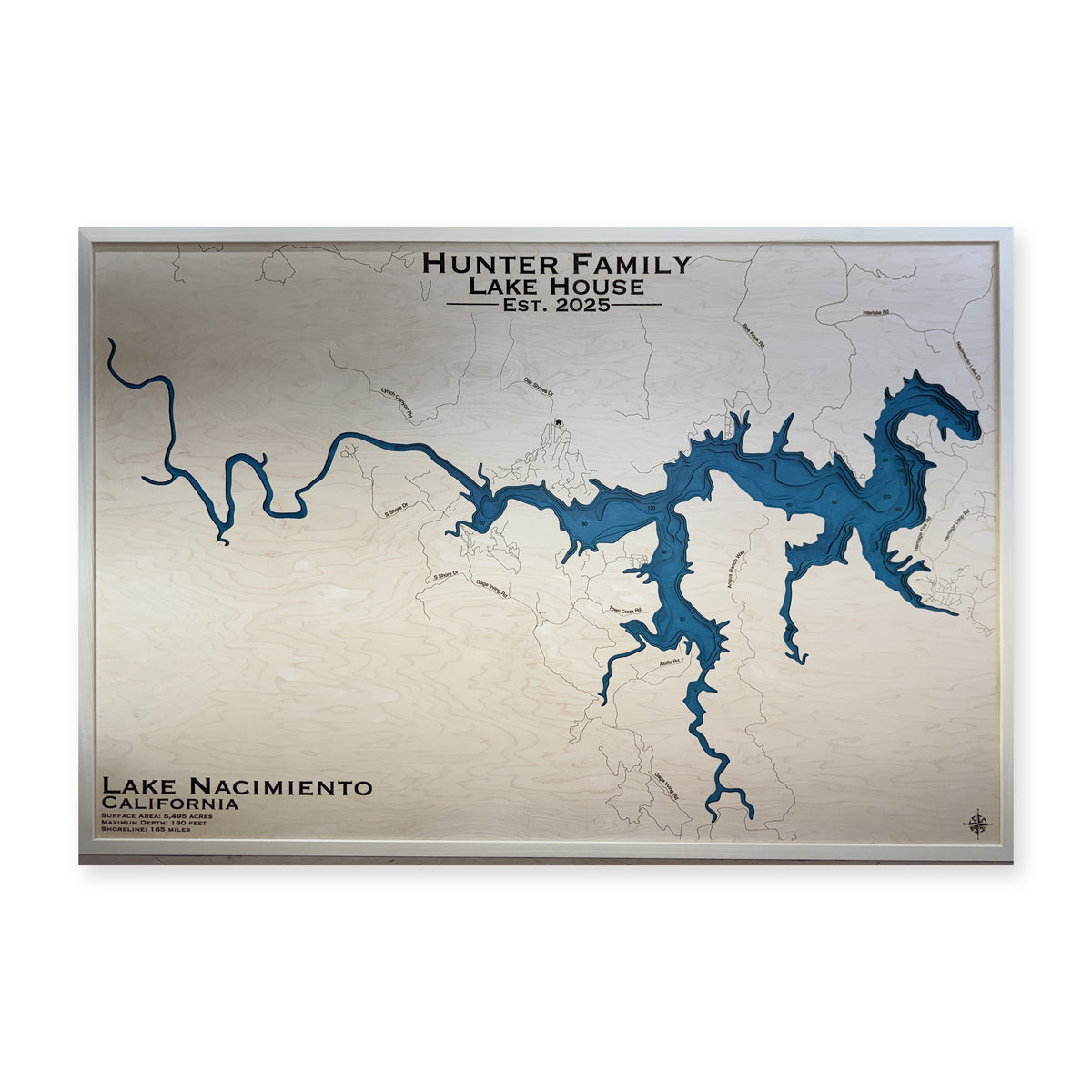 Nacimiento Hunter wood map — multilayer, white background