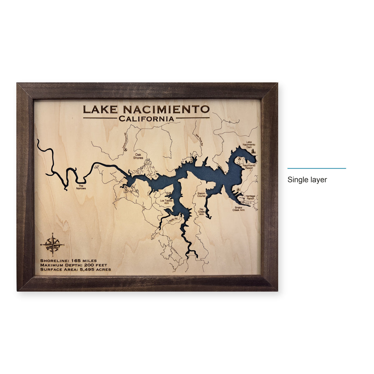 Nacimiento Walnut wood map — single layer, layer option shown