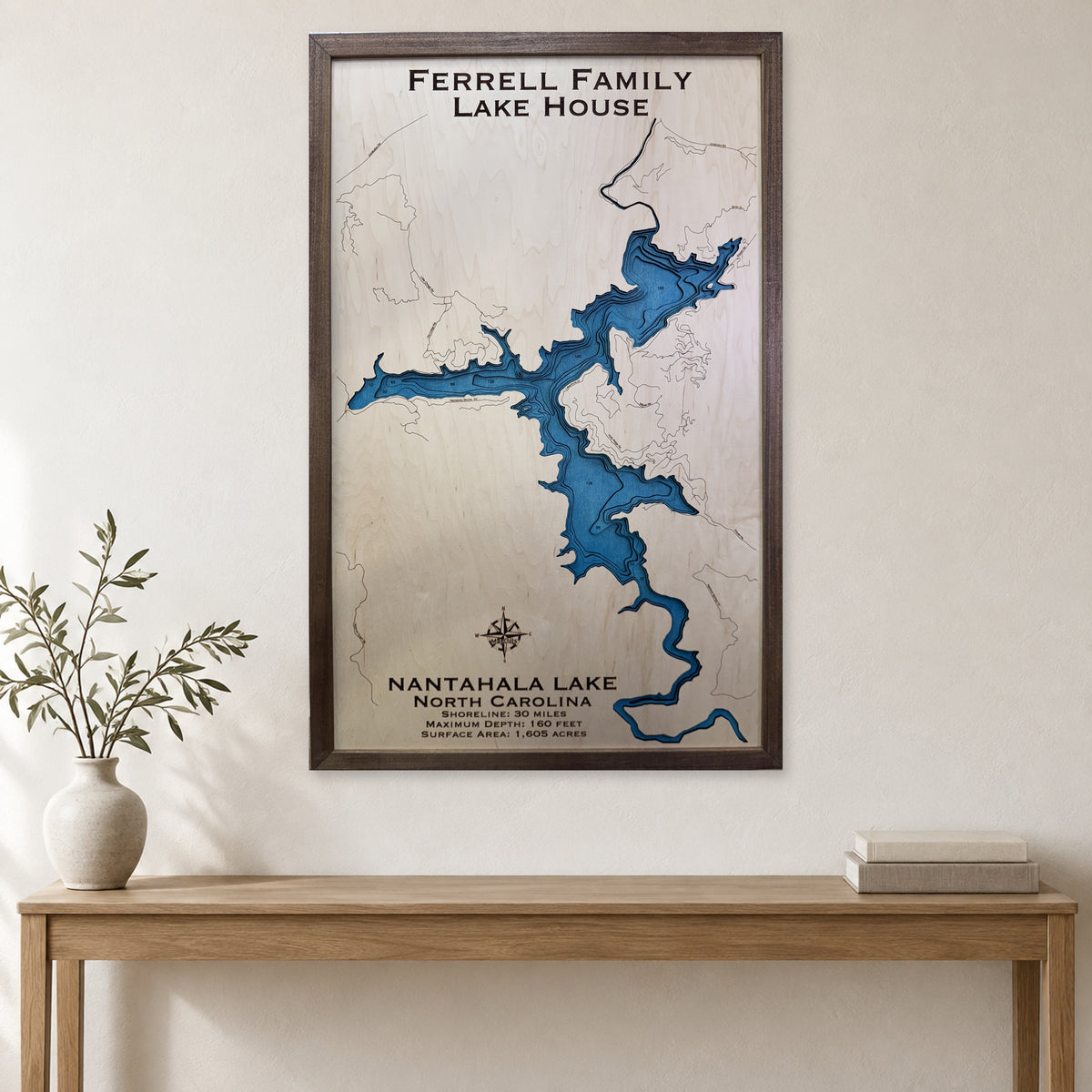 Nantahala Ferrell wood map — multilayer, staged room mockup