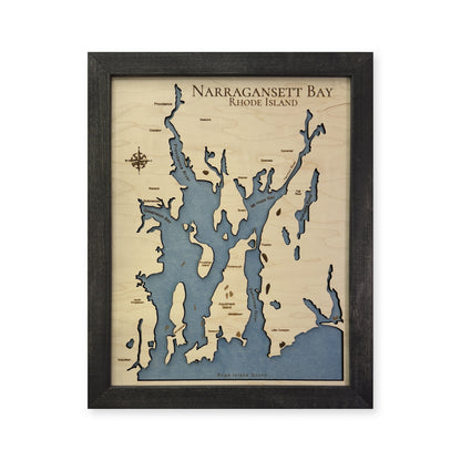 Narragansett Black Single wood map — single layer, white background