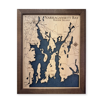 Narragansett Delisle wood map — single layer with engraved contours, white background