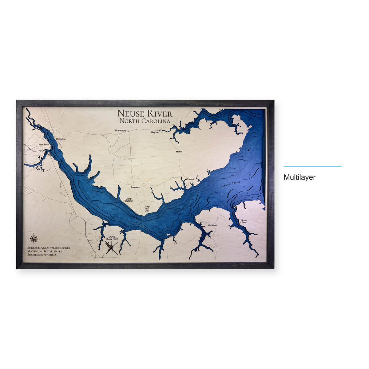 Neuse River Multi wood map — multilayer, layer option shown