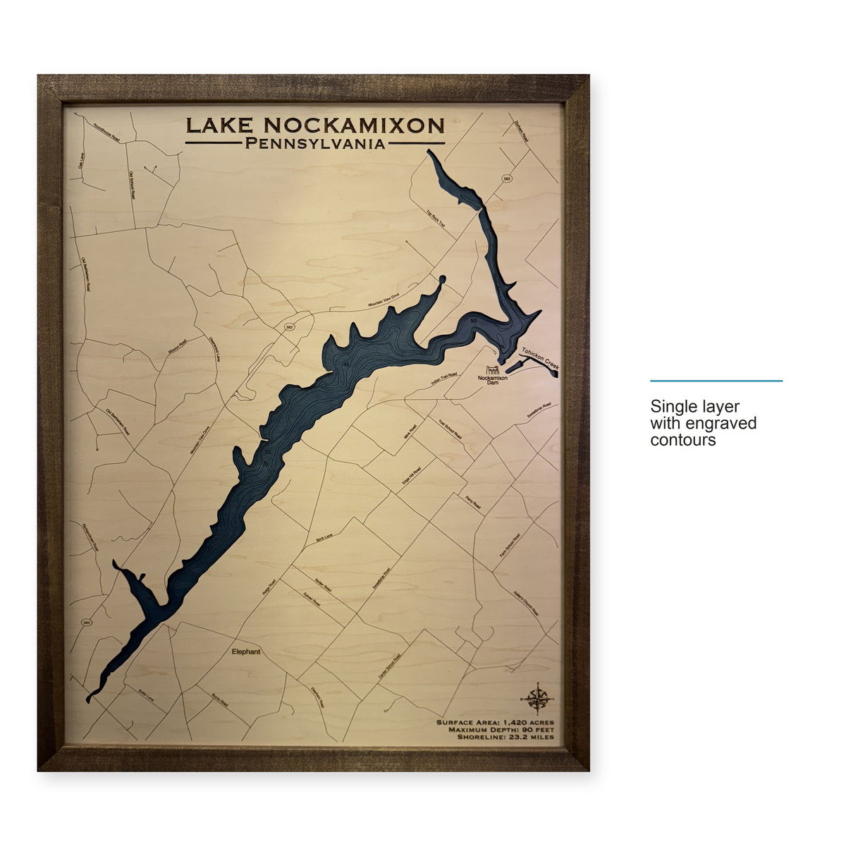 Nockamixon Illg wood map — single layer with engraved contours, layer option shown