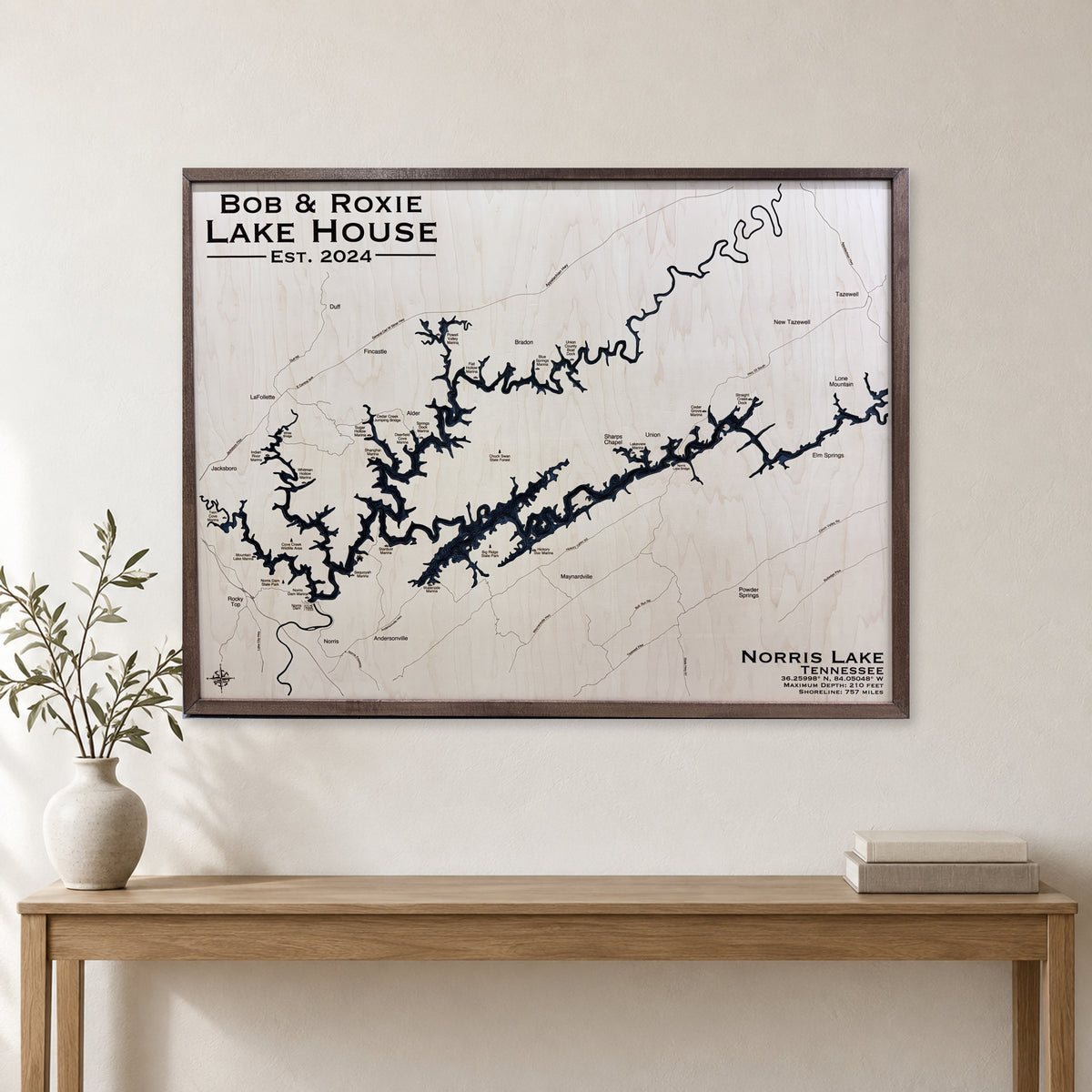 Norris Bob Roxie wood map — multilayer, staged room mockup