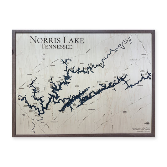 Norris Lake, TN, Wood Map — multilayer example, on a white background