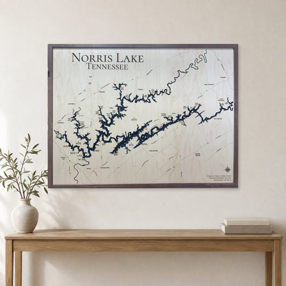 Norris Lake, TN, Wood Map — multilayer example, staged room mockup