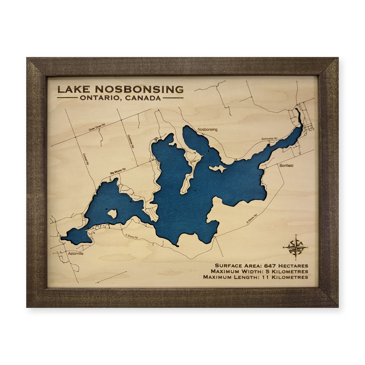 Nosbonsing Walnut wood map — single layer, white background
