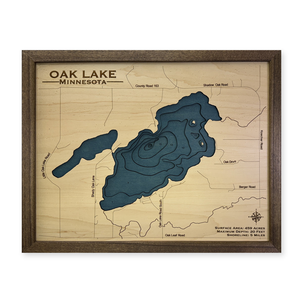 Oak Minnesota wood map — multilayer, white background