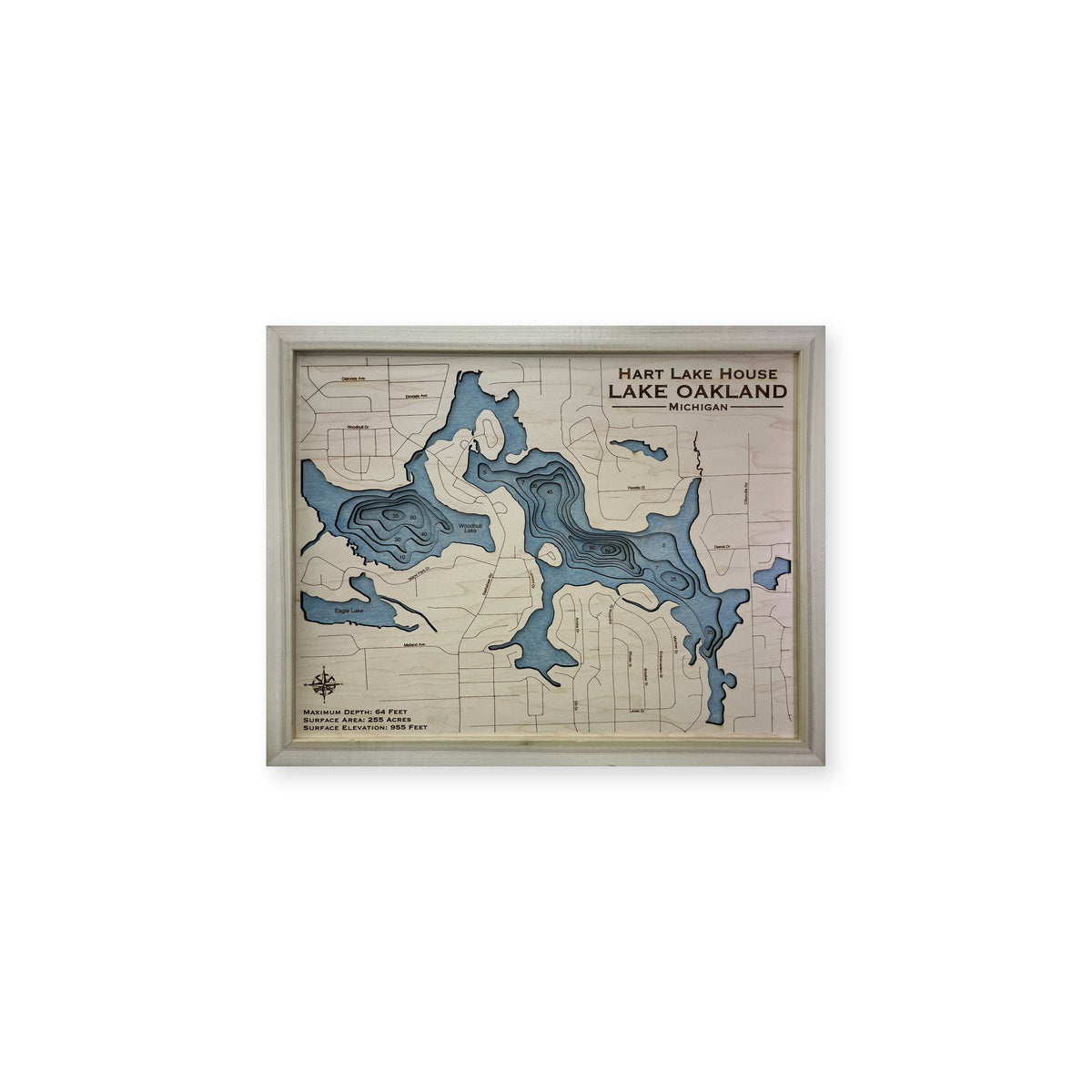 Oakland Hart wood map — multilayer, white background