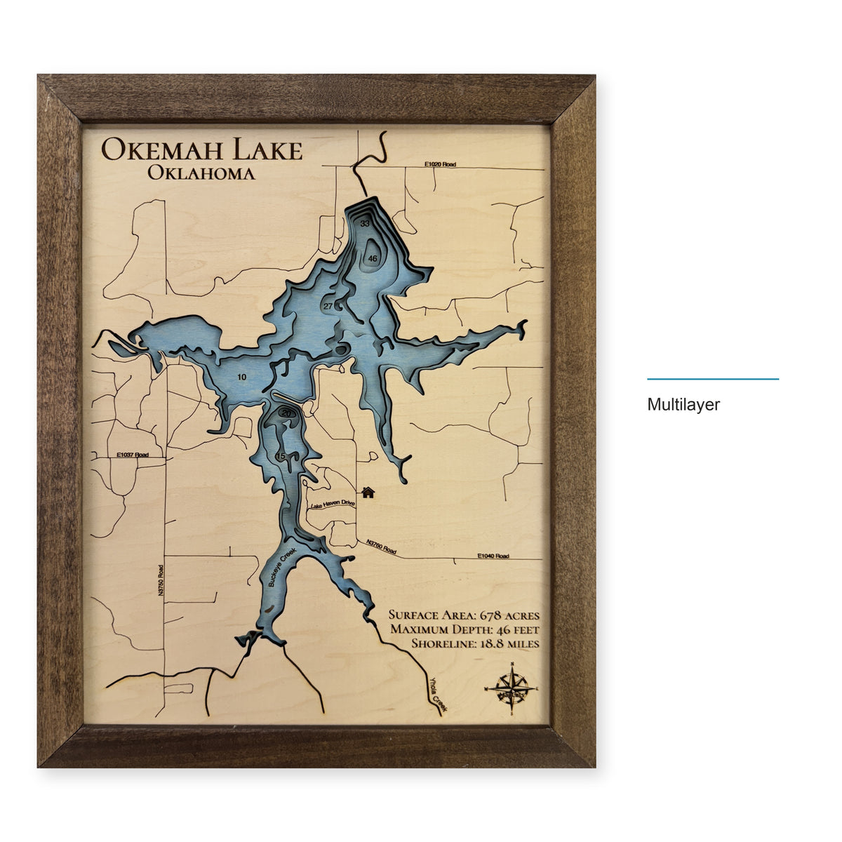 Okemah Lake wood map — multilayer, layer option shown