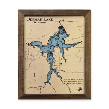 Okemah Lake wood map — multilayer, white background