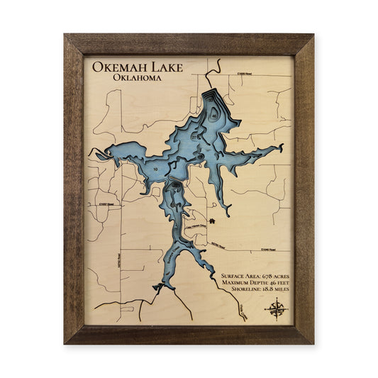 Okemah Lake wood map — multilayer, white background