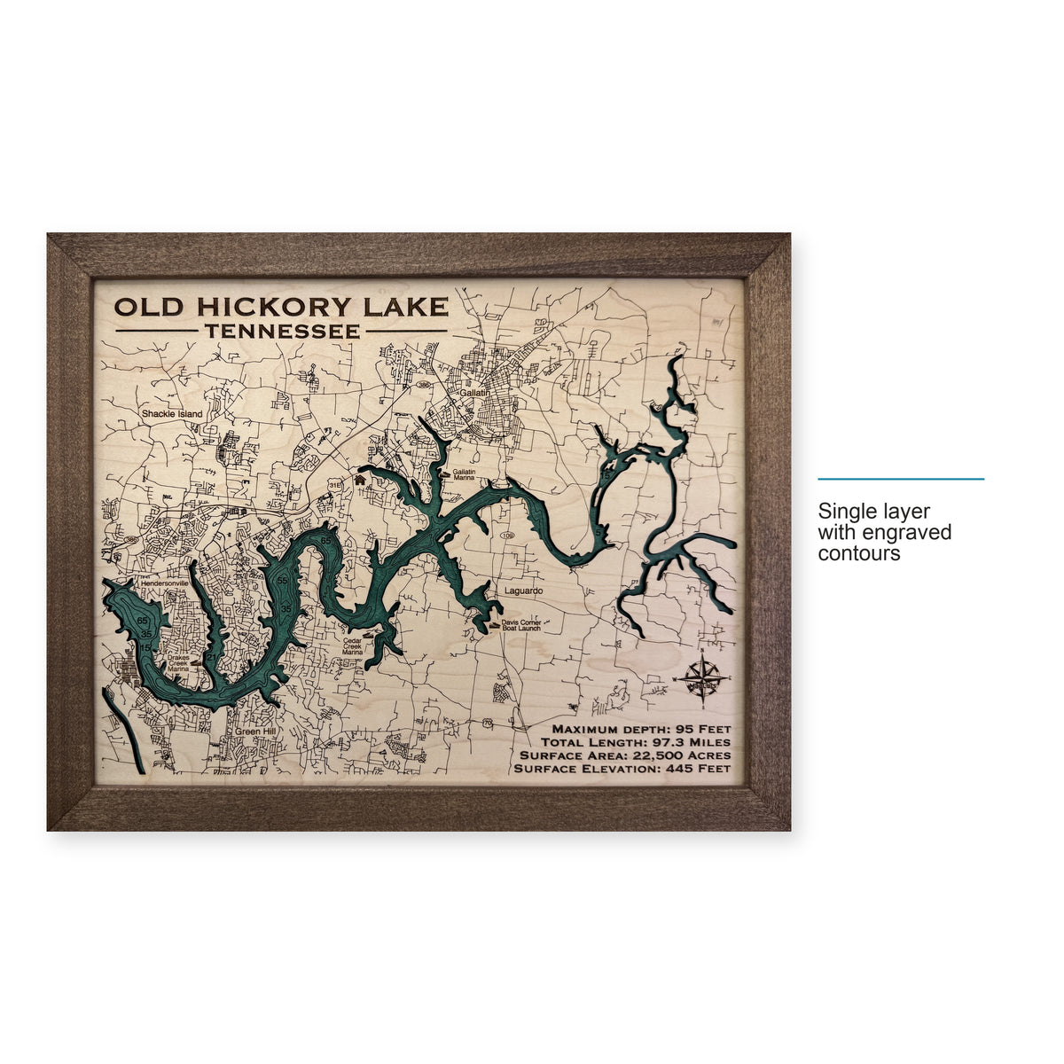 Old Hickory Green wood map — single layer with engraved contours, layer option shown