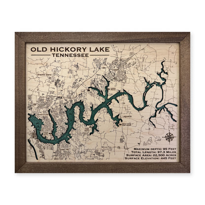 Old Hickory Green wood map — single layer with engraved contours, white background