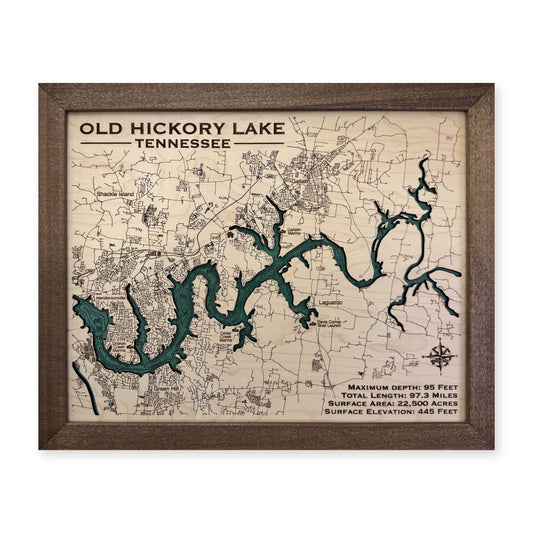 Old Hickory Green wood map — single layer with engraved contours, white background