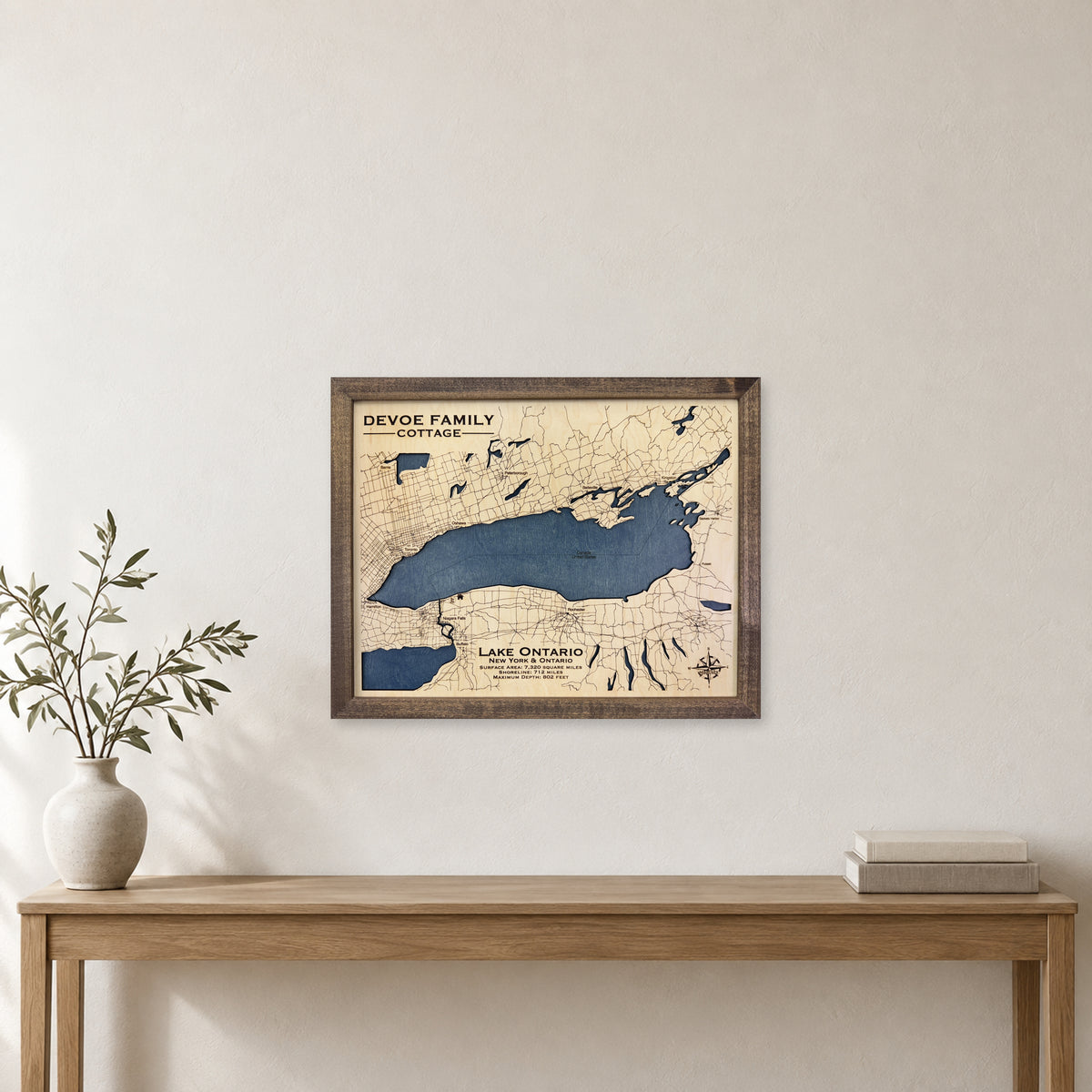 Ontario Devoe wood map — single layer, staged room mockup