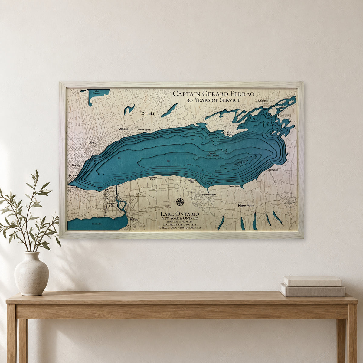 Ontario Ferrao wood map — multilayer, staged room mockup