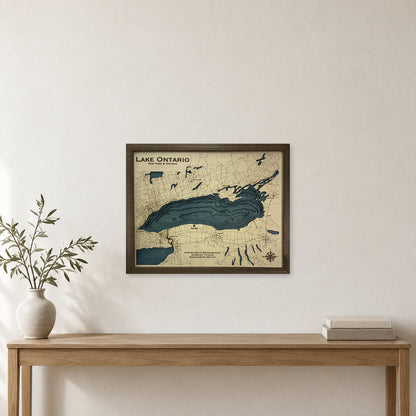 Ontario Kondakova wood map — multilayer, staged room mockup